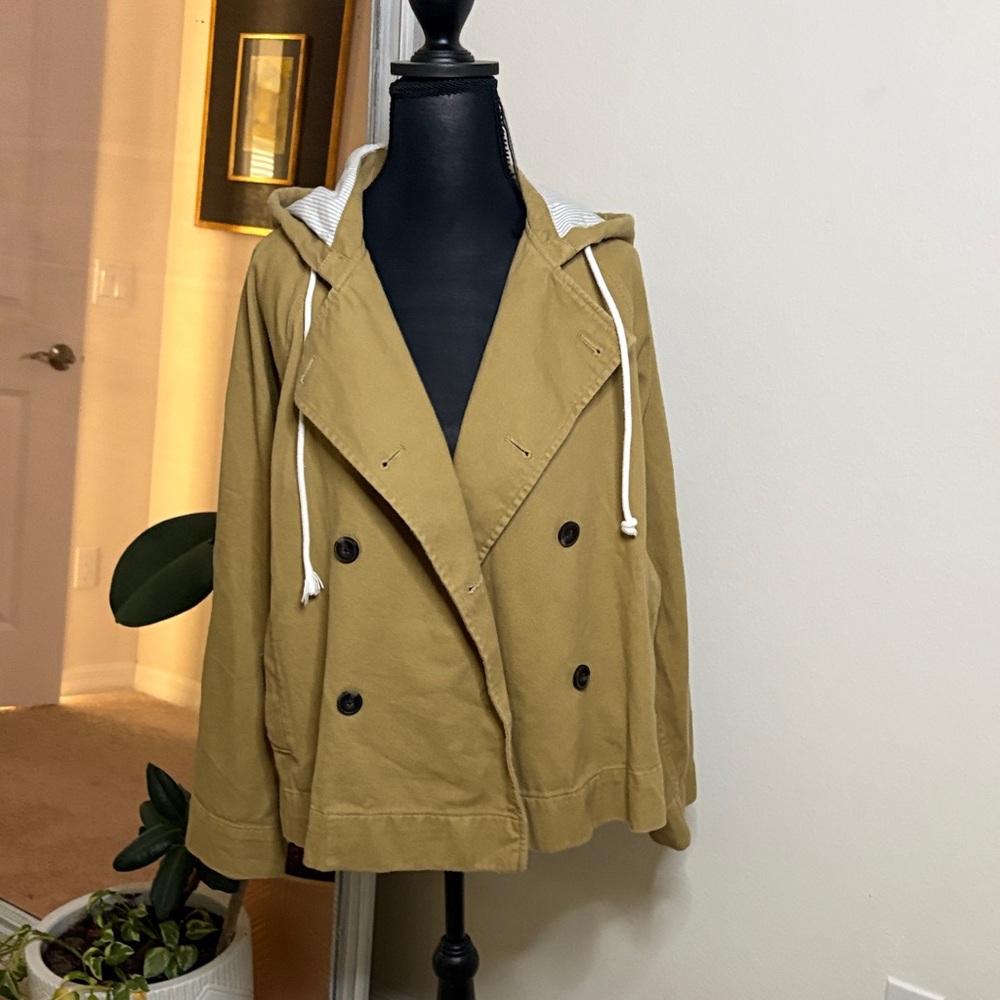 FREE ASSEMBLY Stylish Tan Hooded Trench Coat for Women - Picture 2 of 10